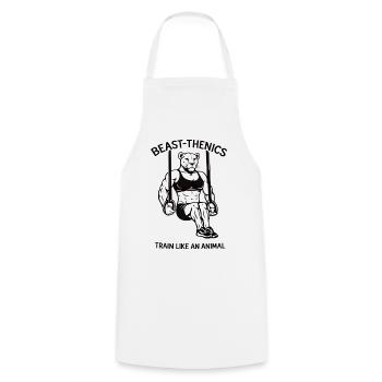 Train like a beast - Löwin - Fitness - Workout - Cooking Apron - white - Front - AI Model Male 185 dark (185cm)