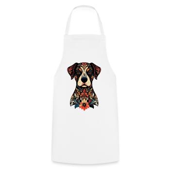 Ornament Hund Floral Muster verzierter Hundekopf - Kochschürze - Weiß - Vorne - AI Model Male 185 dark (185cm)