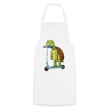 Cute Turtle Cartoon Boring Scooter Scooter - Cooking Apron - white - Front - AI Model Male 185 dark (185cm)