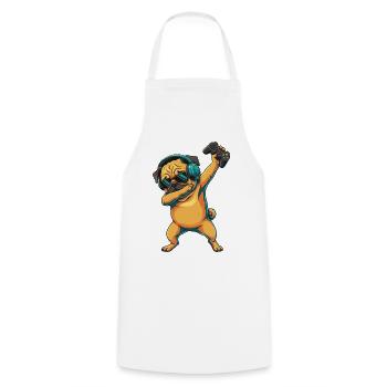 Gamer Mopshund spielt Videospielkunst - Kochschürze - Weiß - Vorne - AI Model Male 185 dark (185cm)