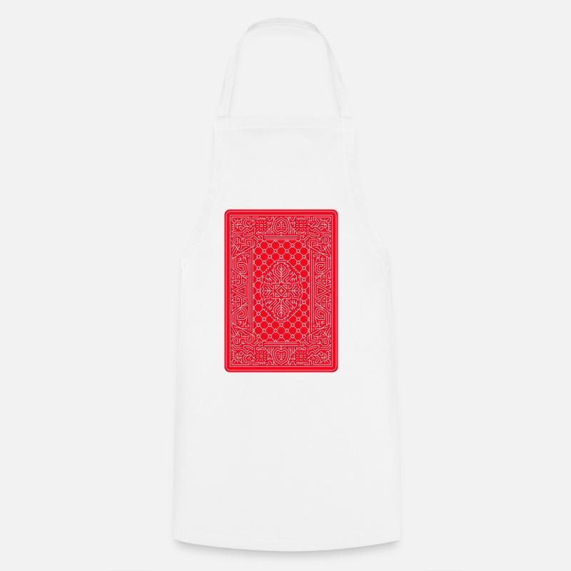 Geometric Playing Card Vector Art Red - Cooking Apron - white