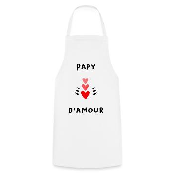 PAPY. PAPA. FÊTE DES PÈRES. BONNE FÊTE PAPY - Tablier de cuisine - blanc - Devant - AI Model Male 185 dark (185cm)