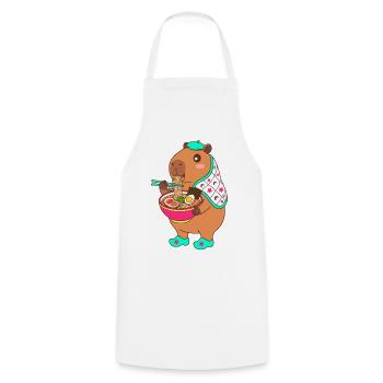 Adorable Capybara eating Ramen –Cute Japanese Gift - Cooking Apron - white - Front - AI Model Male 185 dark (185cm)