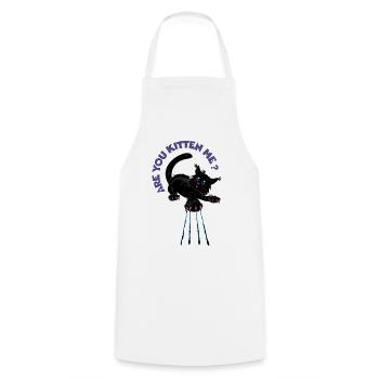 Willst du mich kätzchen? Verspielte Schwarze Katze - Kochschürze - Weiß - Vorne - AI Model Male 185 dark (185cm)