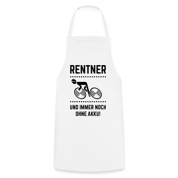 Rentner Und Immer Noch Ohne Akku! (Radfahrer / B) - Kochschürze - Weiß - Vorne - AI Model Male 185 dark (185cm)