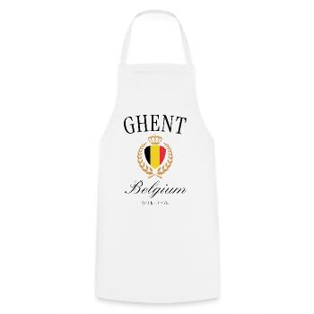 Gent Belgien Wappen Krone – Reise Souvenir - Kochschürze - Weiß - Vorne - AI Model Male 185 dark (185cm)