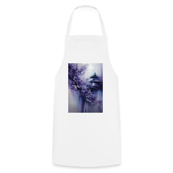 Purple Pagoda and Flowers - Cooking Apron - white - Front - AI Model Male 185 dark (185cm)