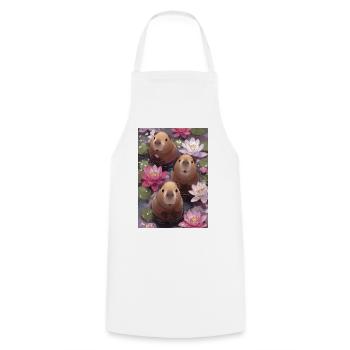 Three beavers among the water lilies - Cooking Apron - white - Front - AI Model Male 185 dark (185cm)