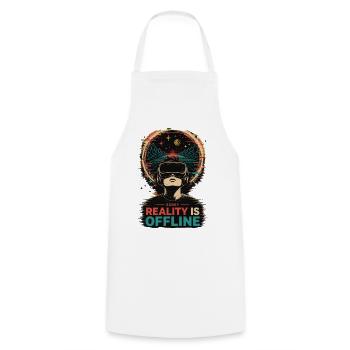 Sorry Reality Is Offline VR Gamer Retro Synthwave - Kochschürze - Weiß - Vorne - AI Model Male 185 dark (185cm)