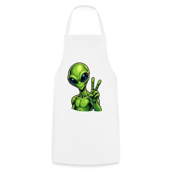 Alien Peace Zeichen - Kochschürze - Weiß - Vorne - AI Model Male 185 dark (185cm)