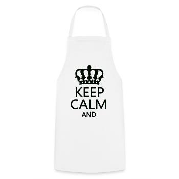 Königskrone Keep Calm Motiv - Kochschürze - Weiß - Vorne - AI Model Male 185 dark (185cm)