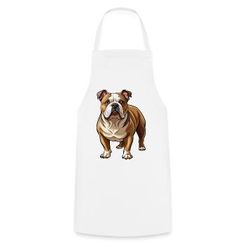 Bulldog-Hund-Stand - Kochschürze - Weiß - Vorne - AI Model Male 185 dark (185cm)