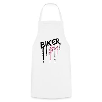 Drop biker girl - Cooking Apron - white - Front - AI Model Male 185 dark (185cm)