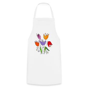 Blumen - Kochschürze - Weiß - Vorne - AI Model Male 185 dark (185cm)