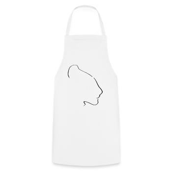Lioness Line Art - Minimalist - Cooking Apron - white - Front - AI Model Male 185 dark (185cm)