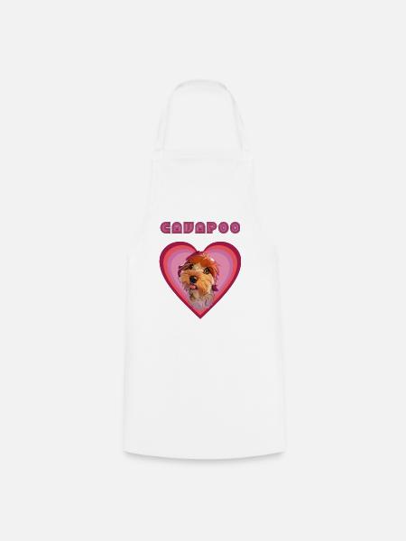 Cavapoo-Herz (Pflaume) - Kochschürze - Weiß