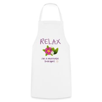 Massothérapeute Bien-être - Tablier de cuisine - blanc - Devant - AI Model Male 185 dark (185cm)
