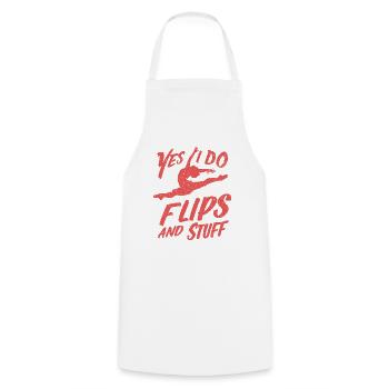 Yes, I do flips and stuff! - Cooking Apron - white - Front - AI Model Male 185 dark (185cm)