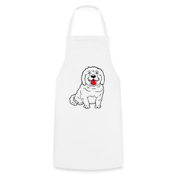Cher chien tire la langue joyeusement - Tablier de cuisine - blanc - Devant - AI Model Male 185 dark (185cm)