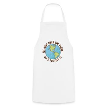 Let Only One Planet Leave Earth Day - Cooking Apron - white - Front - AI Model Male 185 dark (185cm)