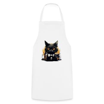 Halloween Katze gruselig - Kochschürze - Weiß - Vorne - AI Model Male 185 dark (185cm)