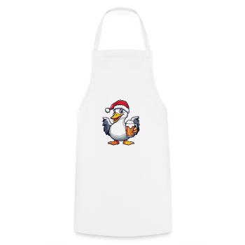 Gans Weihnachten Bier - Kochschürze - Weiß - Vorne - AI Model Male 185 dark (185cm)
