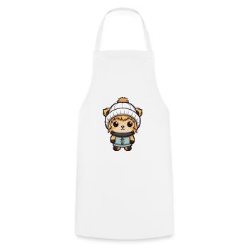 Lion Hiver Animal Bébé Bande Dessinée - Tablier de cuisine - blanc - Devant - AI Model Male 185 dark (185cm)