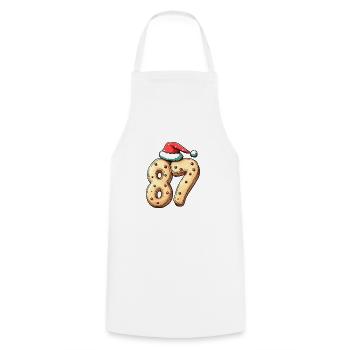 87 Number Christmas Cookie - Cooking Apron - white - Front - AI Model Male 185 dark (185cm)
