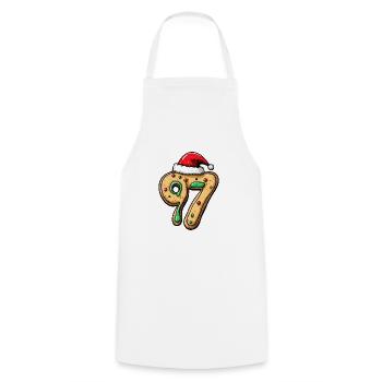 97 Number Christmas Cookie - Cooking Apron - white - Front - AI Model Male 185 dark (185cm)
