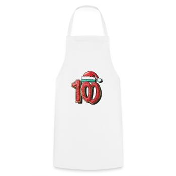 100 Number Christmas Biscuit - Cooking Apron - white - Front - AI Model Male 185 dark (185cm)