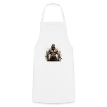 Fitness Homme Muscles Musculation - Tablier de cuisine - blanc - Devant - AI Model Male 185 dark (185cm)