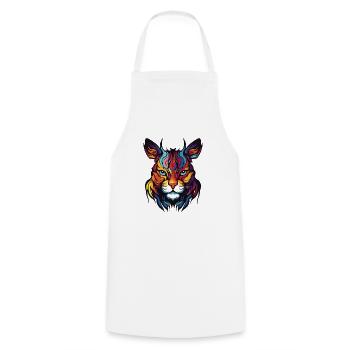 Cat Portrait Head - Cooking Apron - white - Front - AI Model Male 185 dark (185cm)