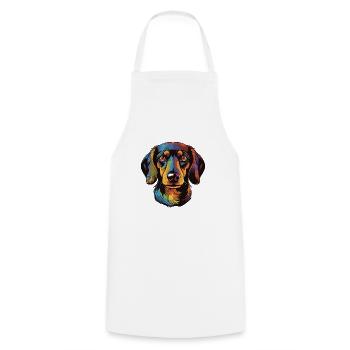 Teckel Chien Portrait Teckel - Tablier de cuisine - blanc - Devant - AI Model Male 185 dark (185cm)