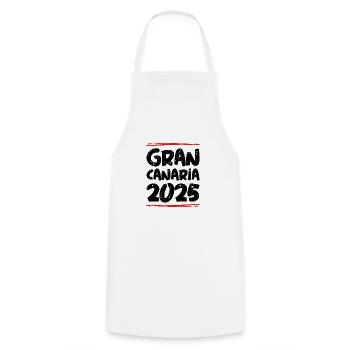 Gran Canaria 2025 Spruch - Kochschürze - Weiß - Vorne - AI Model Male 185 dark (185cm)