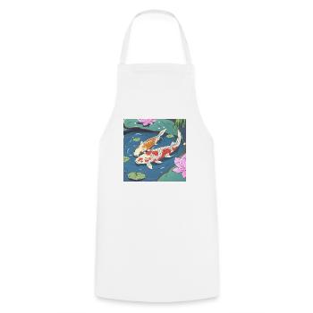 Koi Karpfen in einem Teich - Kochschürze - Weiß - Vorne - AI Model Male 185 dark (185cm)