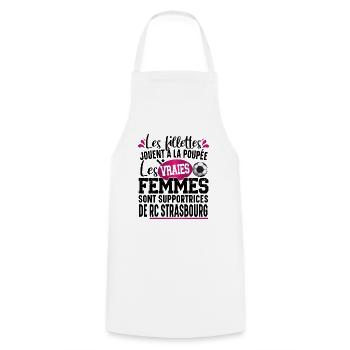RC Strasbourg Supportrice Football Cadeau Femme - Tablier de cuisine - blanc - Devant - AI Model Male 185 dark (185cm)