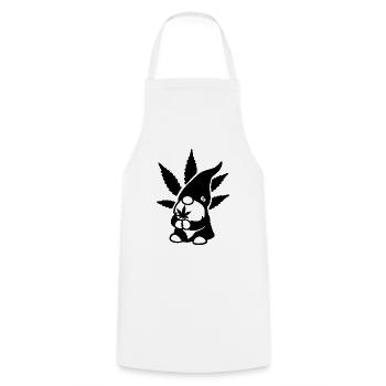 Süßer Hanf Gnom/Zwerg mit Cannabisblatt - Weedlove - Kochschürze - Weiß - Vorne - AI Model Male 185 dark (185cm)