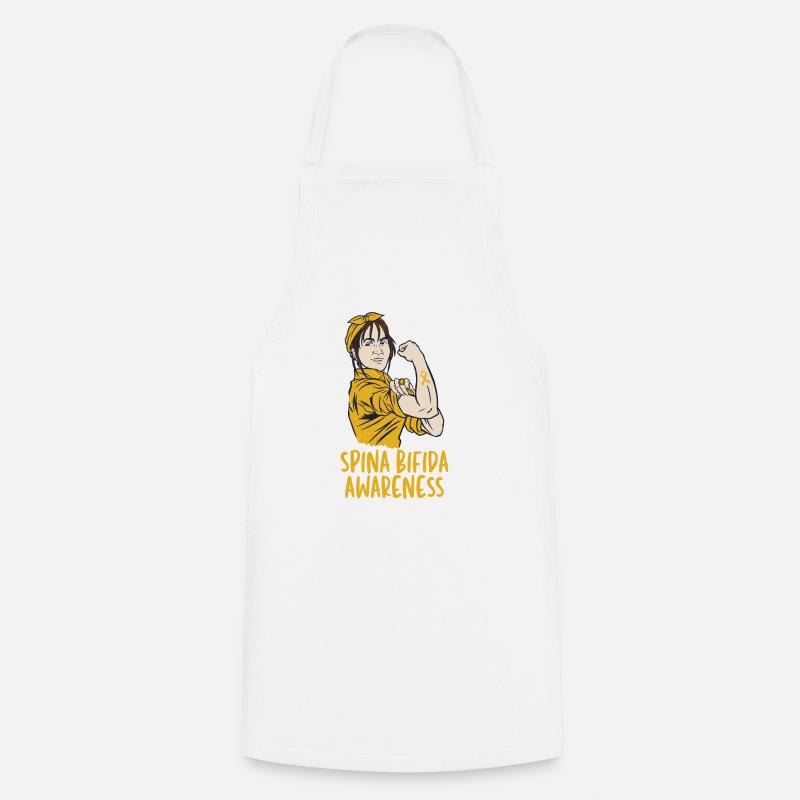 Spina Bifida Split Spine Awarness avec ruban jaune - Tablier de cuisine - blanc