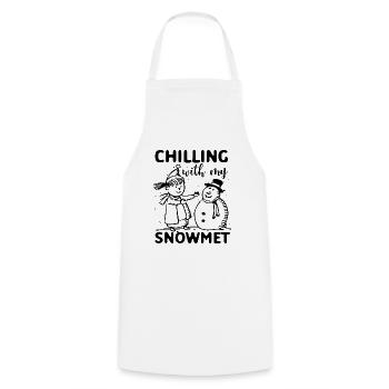J’aime l’hiver, la neige, le froid et le bonhomme de neige - Tablier de cuisine - blanc - Devant - AI Model Male 185 dark (185cm)