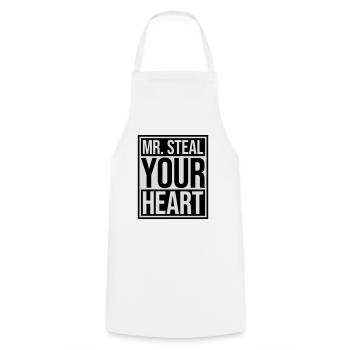 mr steal your heart - Cooking Apron - white - Front - AI Model Male 185 dark (185cm)