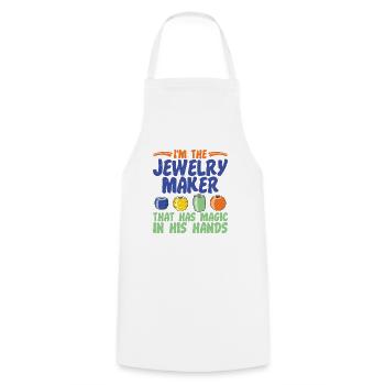 I am a jewelry manufacturer expert - Cooking Apron - white - Front - AI Model Male 185 dark (185cm)