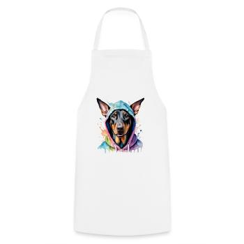 Dobermann Hoodie Hund Bunt Lustig Tier Print - Kochschürze - Weiß - Vorne - AI Model Male 185 dark (185cm)