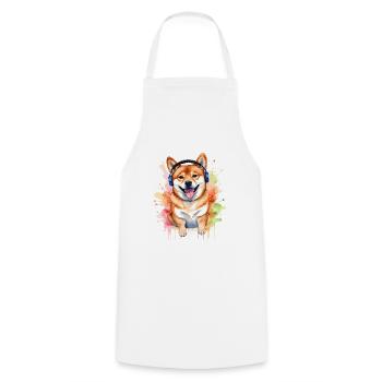 Shiba Inu Casque Chien Drôle Animal Design Imprimer - Tablier de cuisine - blanc - Devant - AI Model Male 185 dark (185cm)