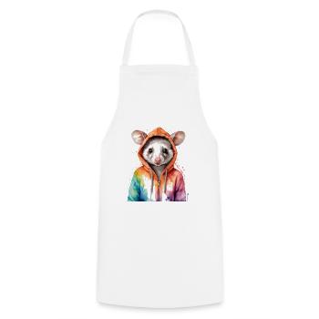Sweat à capuche Opossum Imprimé Animal Coloré - Tablier de cuisine - blanc - Devant - AI Model Male 185 dark (185cm)