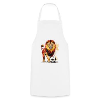 Lion Football Colorful Belgium Animal Design Print - Cooking Apron - white - Front - AI Model Male 185 dark (185cm)