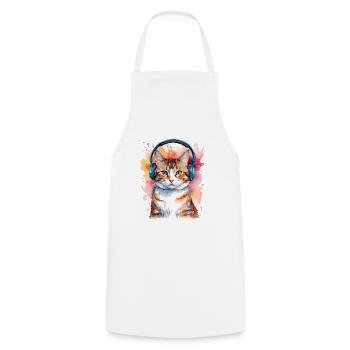 Casque de chat coloré drôle animal design imprimé - Tablier de cuisine - blanc - Devant - AI Model Male 185 dark (185cm)