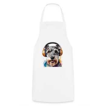 Zwergschnauzer Kopfhörer Hund Lustig Design Print - Kochschürze - Weiß - Vorne - AI Model Male 185 dark (185cm)