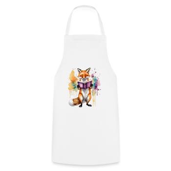 Renard lecture livre Coloré Animal Design Imprimer - Tablier de cuisine - blanc - Devant - AI Model Male 185 dark (185cm)