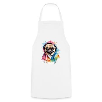 Mops Hoodie Hund Bunt Lustig Tier Design Print - Kochschürze - Weiß - Vorne - AI Model Male 185 dark (185cm)