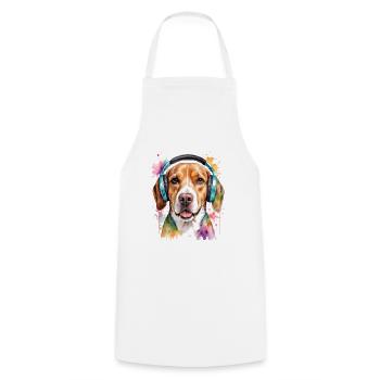 Beagle Headphones Dog Funny Animal Design Print - Cooking Apron - white - Front - AI Model Male 185 dark (185cm)